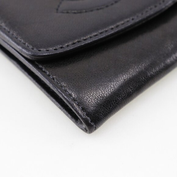 CHANEL Authentic Black Lambskin Leather Logo Wallet - Picture 4 of 11
